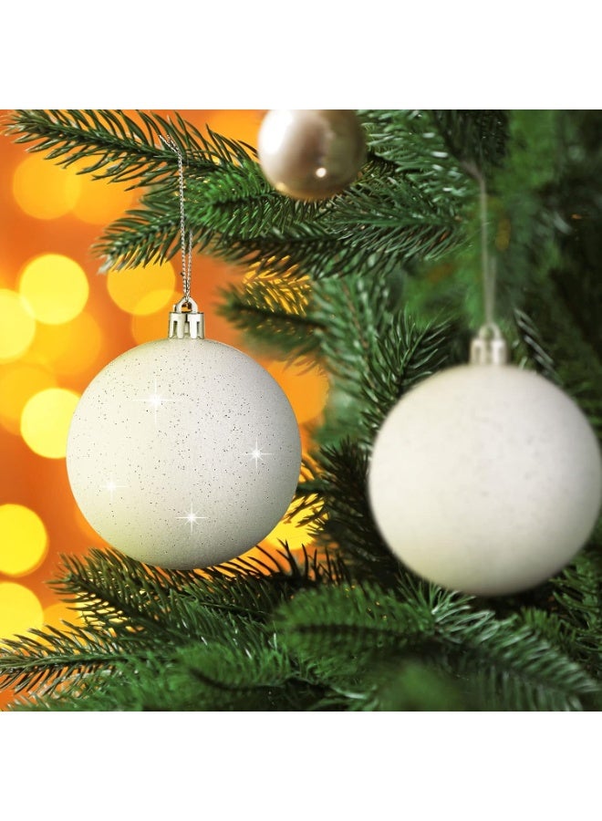 12 Pieces Large Glitter Snowball Ornaments for Christmas Tree Christmas Ornaments Hanging White Balls Large Plastic Christmas Tree Balls for Christmas Wedding Party Decorations - Image 5